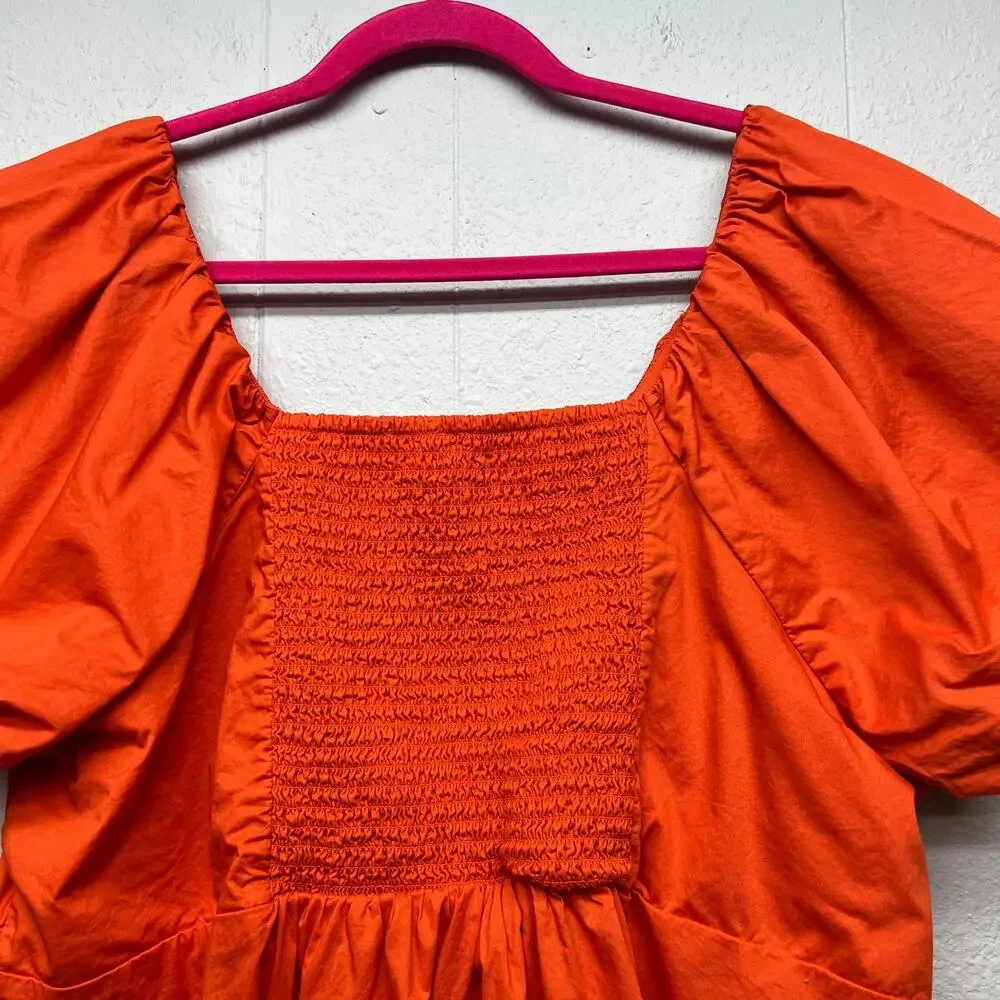 Old Navy Smocked Babydoll Puff Sleeve Top Womens XXL Cottage Boho Casual Party